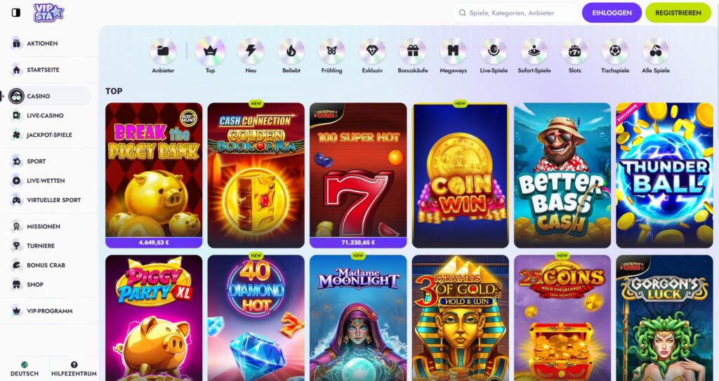 Vipsta Casino Spiele